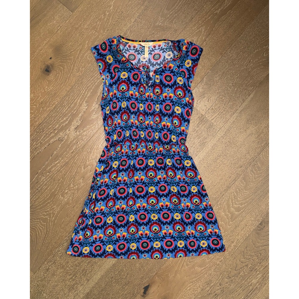 Matilda Jane Womens Blue Floral Rayon Mini Dress Elastic Waist Boho Size‎ Medium